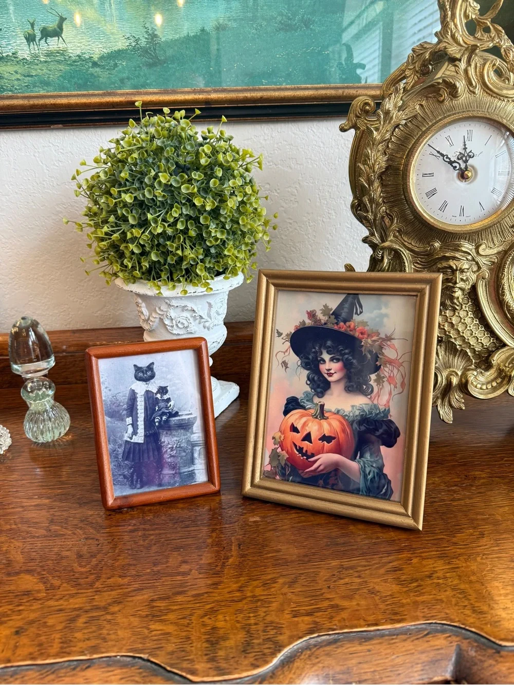Vintage Wood Picture Frame’s  with Halloween Art